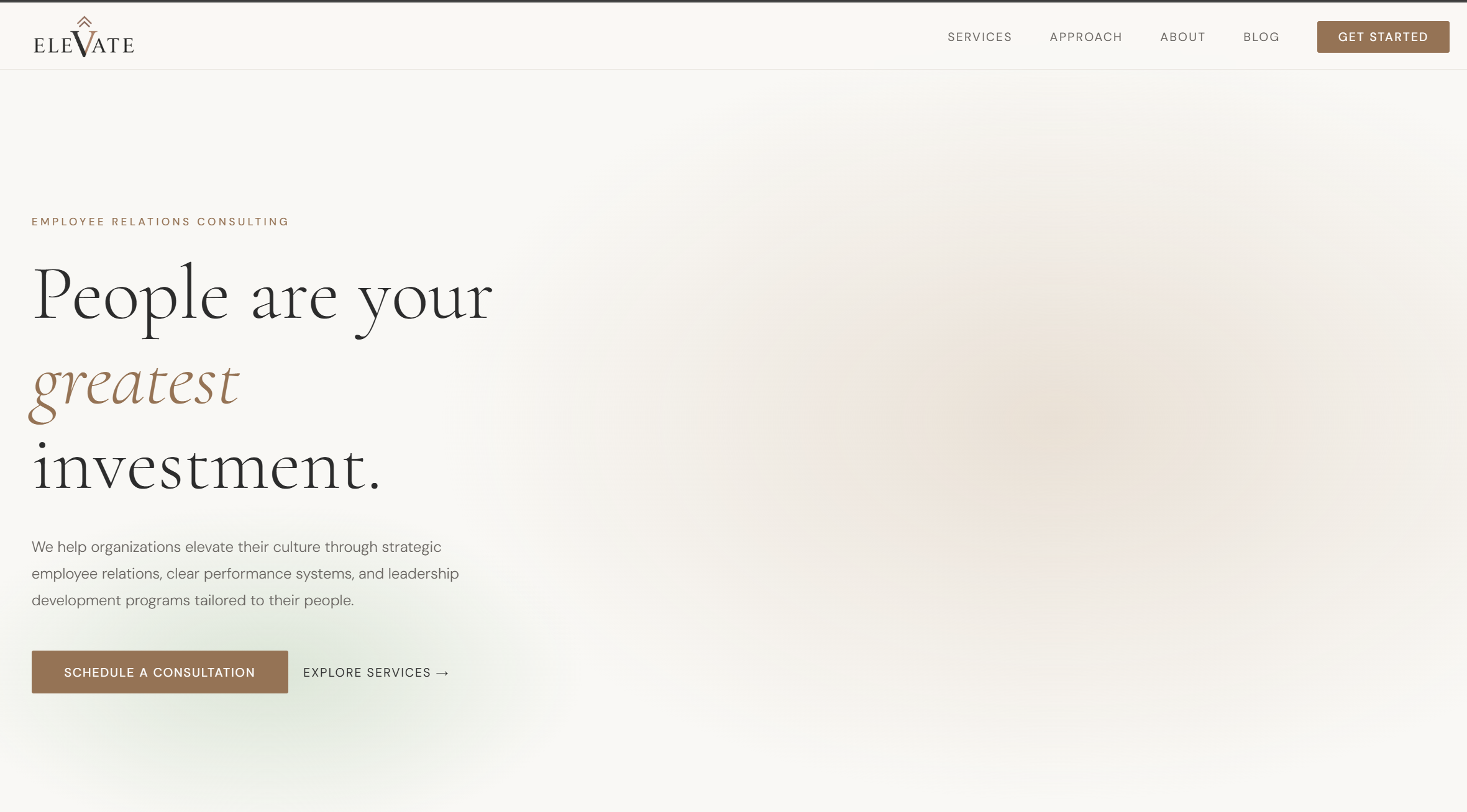 Elevate HR consulting website homepage designed and developed by Ramos Automations